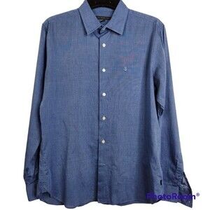 John Varvatos Men's Long Sleeve Peace Logo Button Down Shirt Size Medium